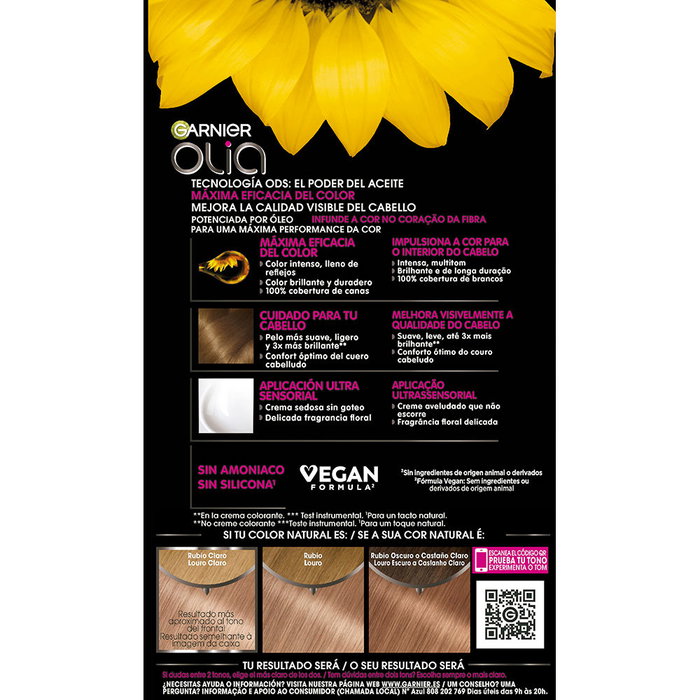 Garnier Olia #8.12 Rubio Iridiscente - Tinte Permanente sin Amoniaco para Cobertura de Canas, con Aceites Florales - 1 unidad