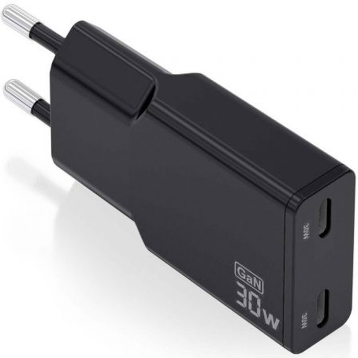 Aisens Cargador de Pared GaN 30W con 2x USB-C Negro ASCH-30W2P049-BK