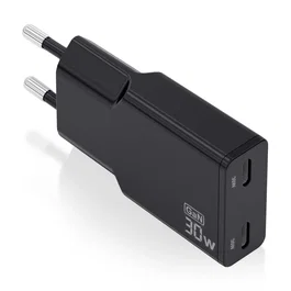 Aisens Cargador de Pared GaN 30W con 2xUSB-C Negro