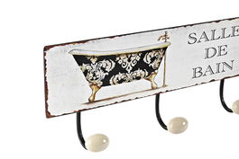 DKD Home Decor Perchero Pared Tradicional Metal Negro Blanco 4 Unidades 37 x 14.5 x 6 cm