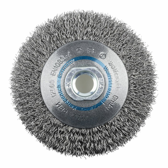 Wolfcraft Cepillo cónico de alambre de acero, rosca M14, ø100 x 15 mm