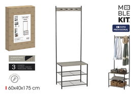 Inde Estantería Perchero Metal Madera Moblekit 60 x 40 x 175 cm (3 Unidades)