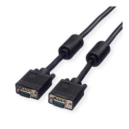 ROLINE Cable VGA Monitor 3m HD15 (D-Sub) Macho a Macho con Ferritkern y DDC, Color Negro, Ref. 11.04.5653