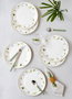 Hermia DNR0068 Juego de Platos de Servicio en Porcelana Blanca Elegante para Mesa, 27x27x2 cm (6 Piezas)