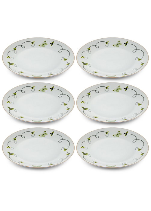 Hermia DNR0068 Juego de Platos de Servicio en Porcelana Blanca Elegante para Mesa, 27x27x2 cm (6 Piezas)