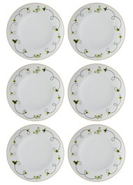 Hermia DNR0068 Juego de Platos de Servicio en Porcelana Blanca Elegante para Mesa, 27x27x2 cm (6 Piezas)