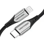 Vention Cable USB-C a Lightning 2m MFi Certificado - Nylon Trenzado, Aluminio, 480 Mbps, 3A para iPhone, iPad, Carga Rápida y Sincronización de Datos
