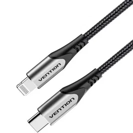 Vention TACHH Cable USB-C a Lightning Macho a Macho, Carga Rápida 3A, 480Mbps, 2m, Gris y Negro