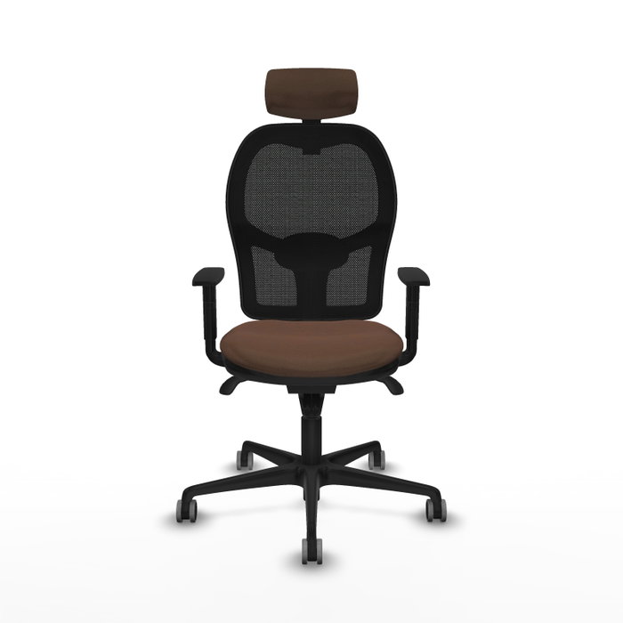 PIQUERAS Y CRESPO Silla de oficina Jorquera con mecanismo Sincro, Tela Marrón y Malla Negra PIQUERAS Y CRESPO Silla de oficina Jorquera con mecanismo Sincro, Tela Marrón y Malla Negra
