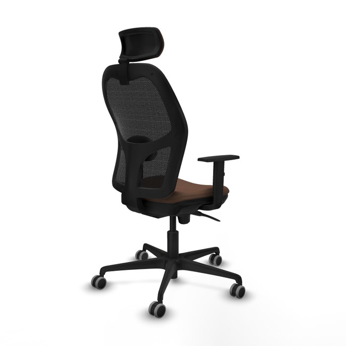 PIQUERAS Y CRESPO Silla de oficina Jorquera con mecanismo Sincro, Tela Marrón y Malla Negra PIQUERAS Y CRESPO Silla de oficina Jorquera con mecanismo Sincro, Tela Marrón y Malla Negra