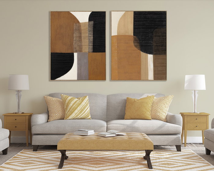 DKD Home Decor Cuadro Abstracto Yute y PS Pack de 2 unidades