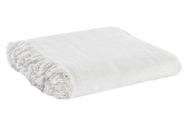 DKD Home Decor Manta Plaid Scandi Crema 260 x 230 cm (2 Unidades) Multiusos Algodón y Poliéster
