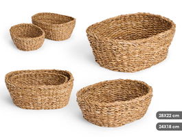 Giftdecor Set 2 Cestos Ovalados 28x22 cm Alga de mar Marron (Set de 12)