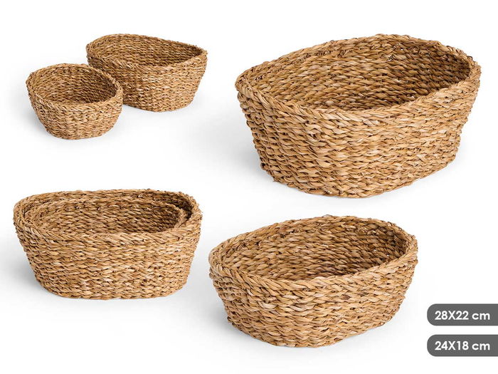 Giftdecor Set 2 Cestos Ovalados 28x22 cm Alga de mar Marron (Set de 12) Giftdecor Set 2 Cestos Ovalados 28x22 cm Alga de mar Marron (Set de 12)