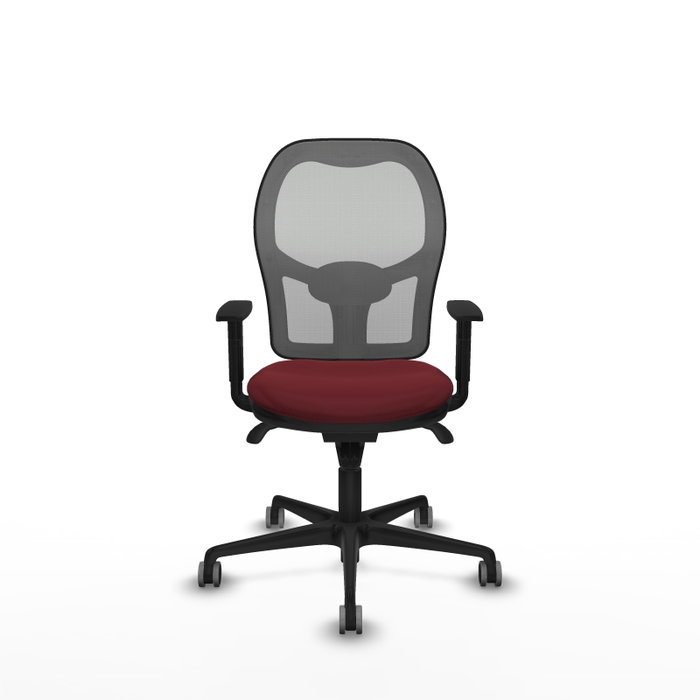 PIQUERAS Y CRESPO Silla de oficina Jorquera con mecanismo Sincro, similpiel granate y malla gris PIQUERAS Y CRESPO Silla de oficina Jorquera con mecanismo Sincro, similpiel granate y malla gris