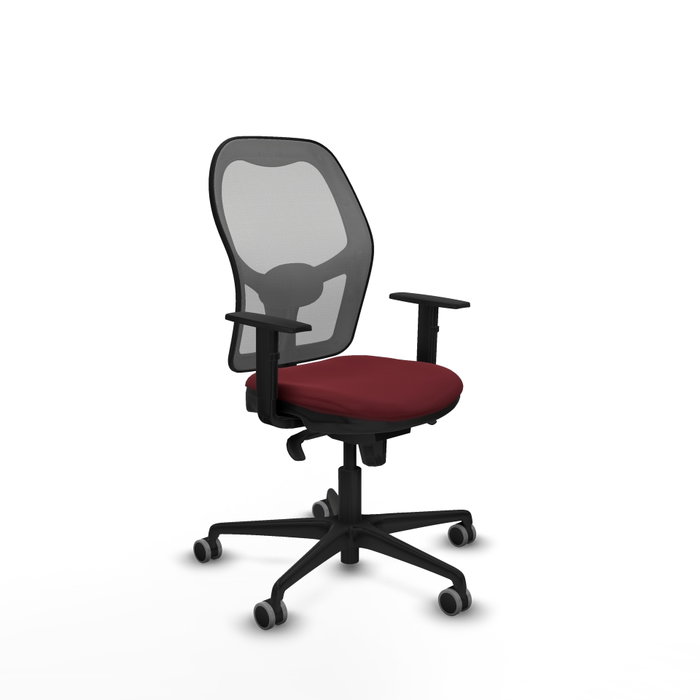 PIQUERAS Y CRESPO Silla de oficina Jorquera con mecanismo Sincro, similpiel granate y malla gris PIQUERAS Y CRESPO Silla de oficina Jorquera con mecanismo Sincro, similpiel granate y malla gris