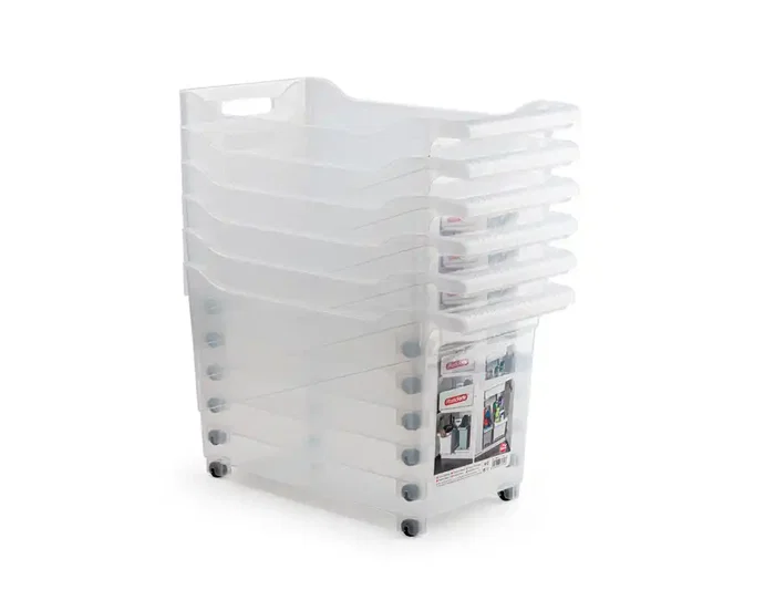 Plasticforte Carrito Multiusos N.2 Transparente con Asa - 485 x 450 x 240 mm