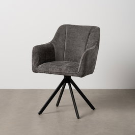 Silla Brazos Gris Oscuro Tejido-Metal 58 X 58 X 83 cm (Set de 2)
