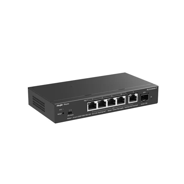 Ruijie Networks RG-ES206MG-P Switch Gestionado L2 2.5G con PoE de 70W