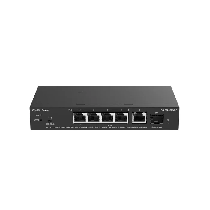 Ruijie Networks RG-ES206MG-P Switch Gestionado L2 2.5G con PoE de 70W