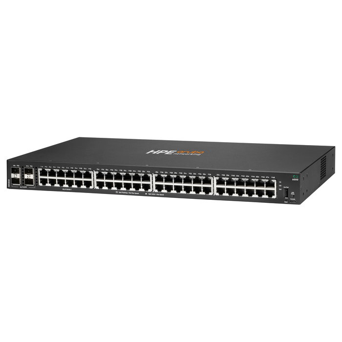 HPE Aruba CX 6000 Switch 48 Puertos Gigabit RJ-45 + 4 SFP 1G, Gestionado L2/L3, 1U, 104 Gbit/s, Montaje en Rack