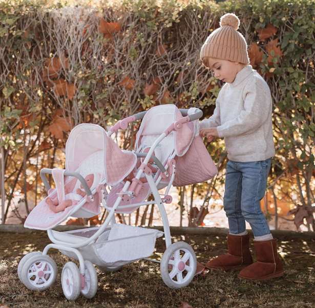 Muñecas Arias Coche Gemelar Universe 45x70x73 cm con Bolso