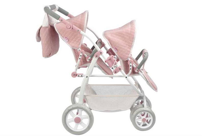 Muñecas Arias Coche Gemelar Universe 45x70x73 cm con Bolso, Altura Ajustable Manillar 47-77 cm, para Niños de +3 Años