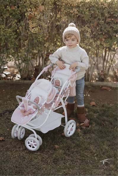 Muñecas Arias Coche Gemelar Universe 45x70x73 cm con Bolso, Altura Ajustable Manillar 47-77 cm, para Niños de +3 Años