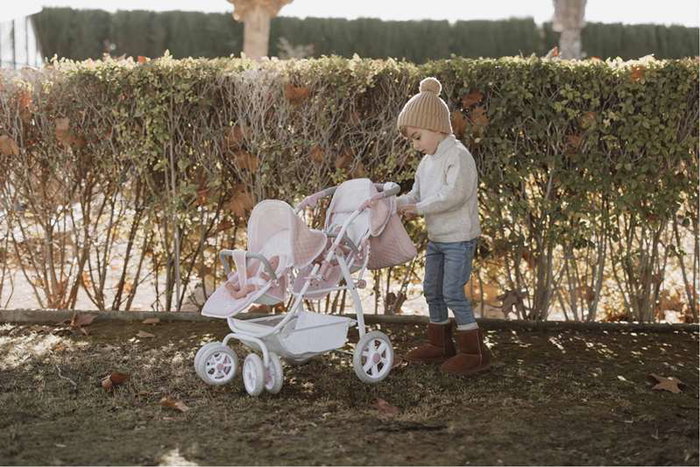 Muñecas Arias Coche Gemelar Universe 45x70x73 cm con Bolso, Altura Ajustable Manillar 47-77 cm, para Niños de +3 Años