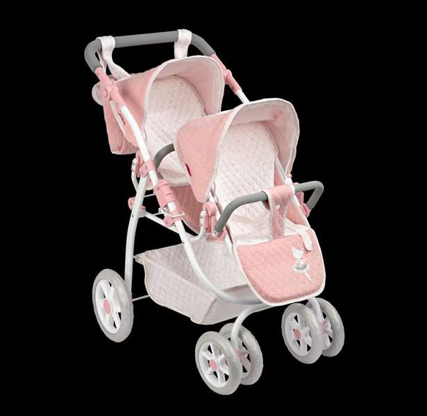 Muñecas Arias Coche Gemelar Universe 45x70x73 cm con Bolso, Altura Ajustable Manillar 47-77 cm, para Niños de +3 Años