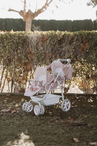 Muñecas Arias Coche Gemelar Universe 45x70x73 cm con Bolso, Altura Ajustable Manillar 47-77 cm, para Niños de +3 Años