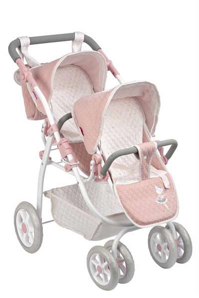 Muñecas Arias Coche Gemelar Universe 45x70x73 cm con Bolso, Altura Ajustable Manillar 47-77 cm, para Niños de +3 Años