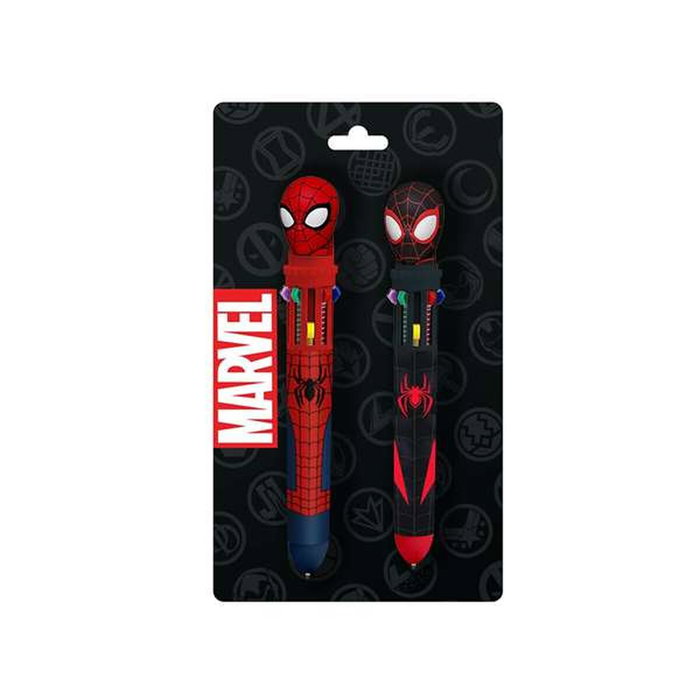 Karactermania Pack de 2 Bolígrafos Spider-Man Peter 10 Colores Rojo