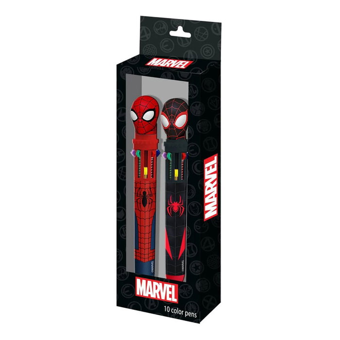 Karactermania Pack de 2 Bolígrafos Spider-Man Peter 10 Colores Rojo