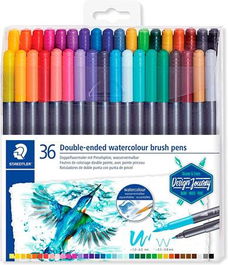Staedtler Rotuladores Design Journey Doble Punta Fina-Pincel Acuarelables Colores Surtidos Estuche 36 Ud