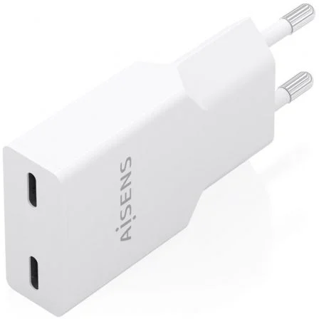 Aisens Cargador de Pared GaN Ultra Delgado 30W 2 Puertos USB-C PD3.0 PPS QC4.0 Blanco - Modelo A110-1003