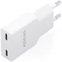 Aisens Cargador de Pared GaN Ultra Delgado 30W 2 Puertos USB-C PD3.0 PPS QC4.0 Blanco - Modelo A110-1003