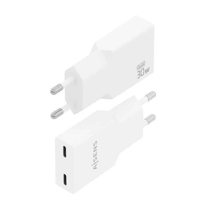 Aisens Cargador GaN 30W con 2x USB-C, Blanco