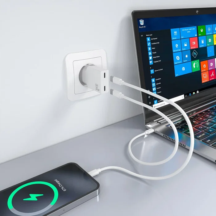 Aisens Cargador GaN 30W con 2x USB-C, Blanco
