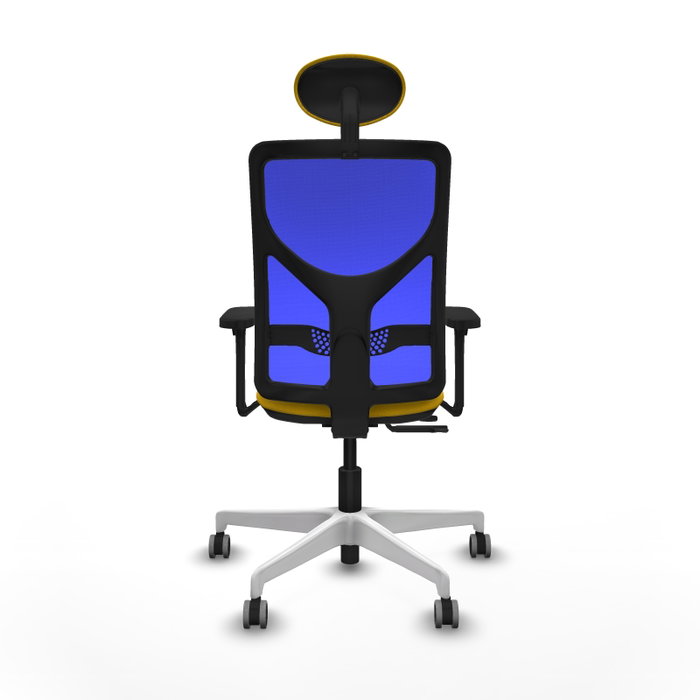 PIQUERAS Y CRESPO Silla de oficina Motilla con mecanismo Sincro/Traslack, Tela Amarilla y Malla Azul PIQUERAS Y CRESPO Silla de oficina Motilla con mecanismo Sincro/Traslack, Tela Amarilla y Malla Azul
