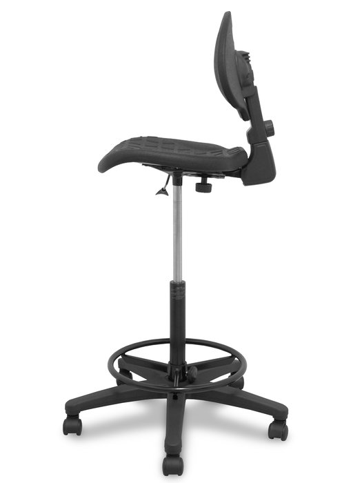 Taburete Nargo con mecanismo Contacto permanente básico de Poliuretano color Negro. Equipado con Base poliamida negra, Sin brazos y Ruedas autofrenantes Taburete Nargo con mecanismo Contacto permanente básico de Poliuretano color Negro. Equipado con Base poliamida negra, Sin brazos y Ruedas autofrenantes