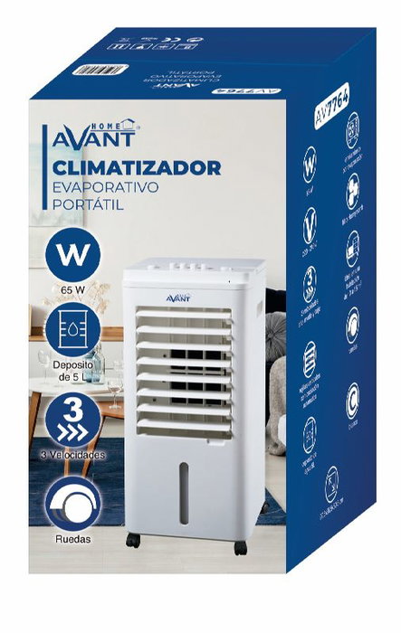 AVANT Climatizador Evaporativo Portátil 5L 65W - Enfriador de Aire para Hogar y Oficina