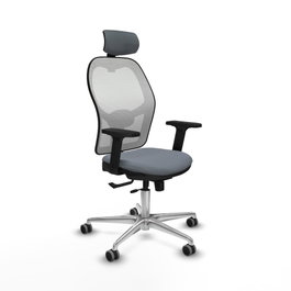 PIQUERAS Y CRESPO Silla de oficina Jorquera con mecanismo Sincro/Traslack, Gris y Blanco