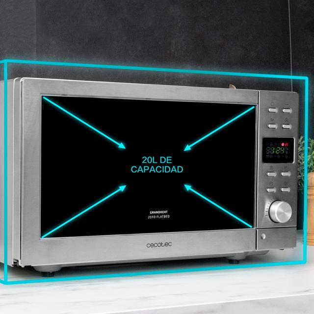 Cecotec GrandHeat 2010 Flatbed Steel Microondas con Grill de 20 L