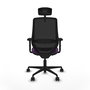 Silla de oficina Mardos con mecanismo Sincro/Traslack tapizada con Tela color Morado y malla color Negro. Equipada con lumbar 1D, Brazos 2D, Cabecero 2D y Ruedas 65mm nailon