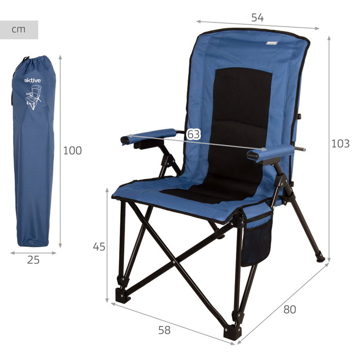 AKTIVE Silla de camping plegable con bolsa