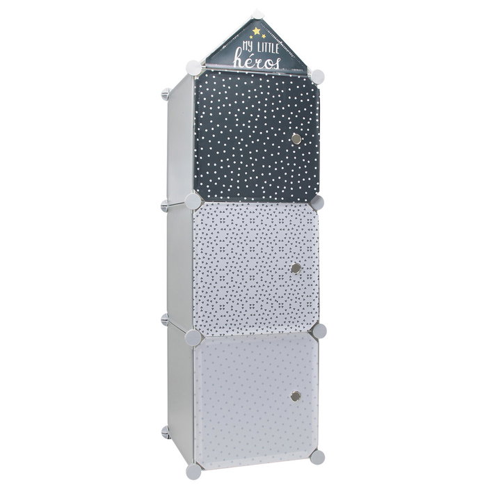 Home Deco Kids Estantería Modular 3 Cubos Azul con Puerta My little Héros 34x32x110 cm