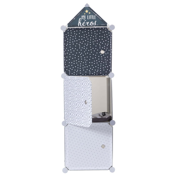 Home Deco Kids Estantería Modular 3 Cubos Azul con Puerta My little Héros 34x32x110 cm