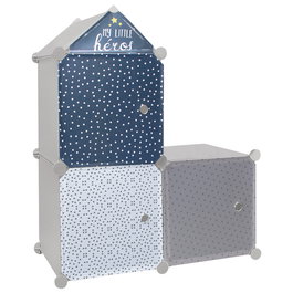 Home Deco Kids Estantería Modular 3 Cubos Azul con Puerta My little Héros 34x32x110 cm
