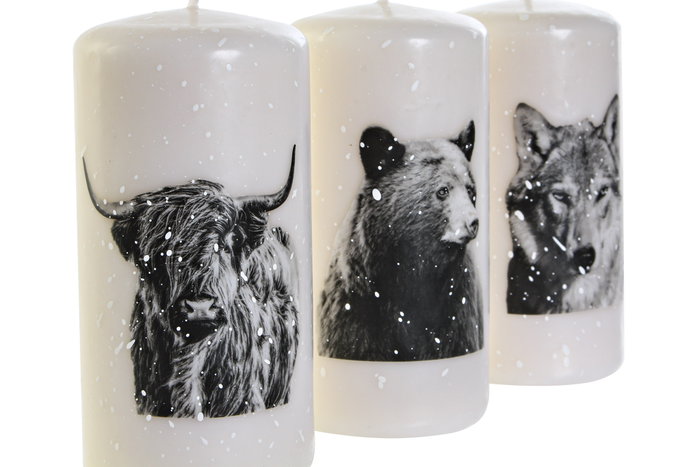 DKD Home Decor Vela de Cera de Parafina 7x7x13,5 con Motivos de Animales Surtido de 3